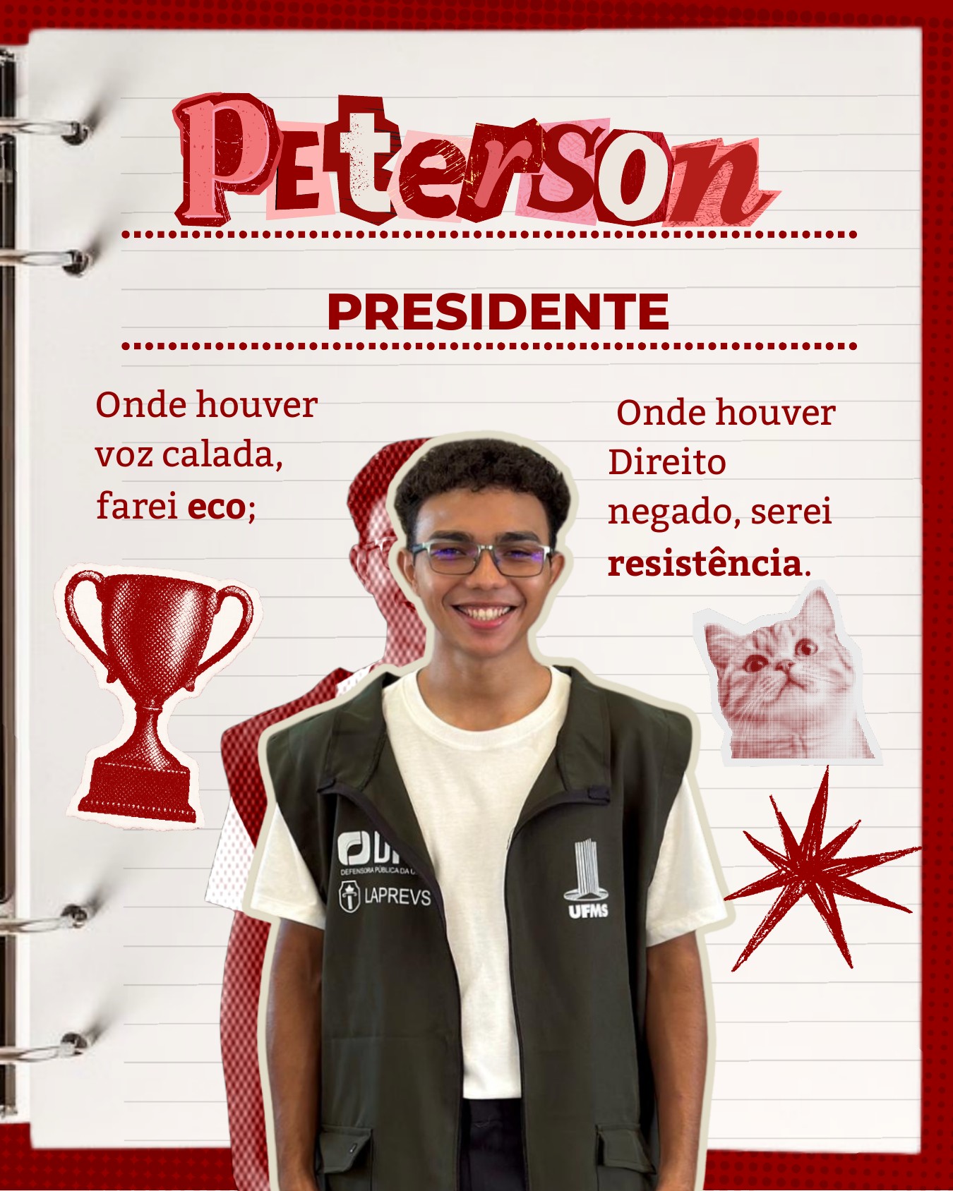 Arte oficial de Peterson Brito Araújo, presidente do CAJEF