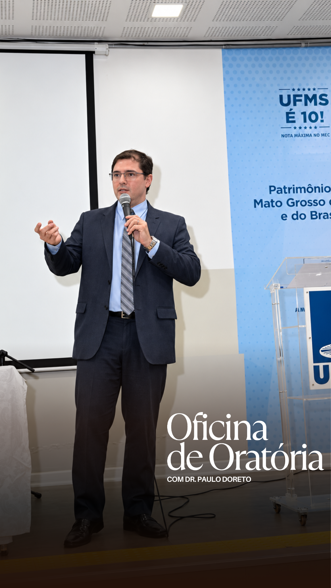 Professor Paulo Doreto durante a Oficina de Oratória de 8 de setembro de 2026